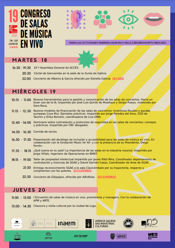 Image 1 of article A Xunta colabora coa organización do 19º congreso estatal de salas de música en vivo, que se celebra en Lugo do 18 ao 20 de xuño