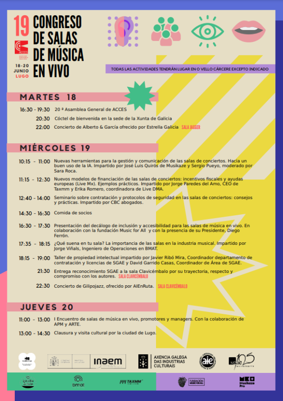 Imagen de la noticia:La Xunta colabora con la organización del 19º congreso estatal de salas de música en vivo, que se celebra en Lugo del 18 a 2...