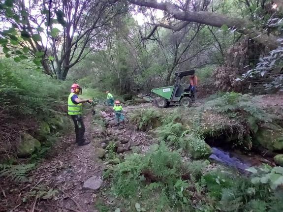 Imaxe da nova:A Xunta realiza labores de conservación e mantemento en dez tramos de canles fluviais no concello de Muros que suman nove quilómetr...