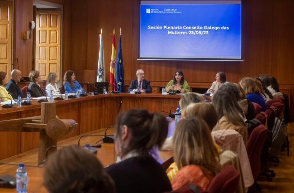 Imagen de la noticia:Lorenzana destaca en el Consello Galego das Mulleres la importancia de trabajar con las empresas para que incorporen los pri...