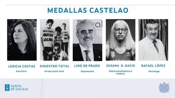 Imagen de la noticia:La Xunta concede las Medallas Castelao a Ledicia Costas, Siniestro Total, Susana Rodríguez Gacio, Lino del Prado y Rafael Ló...