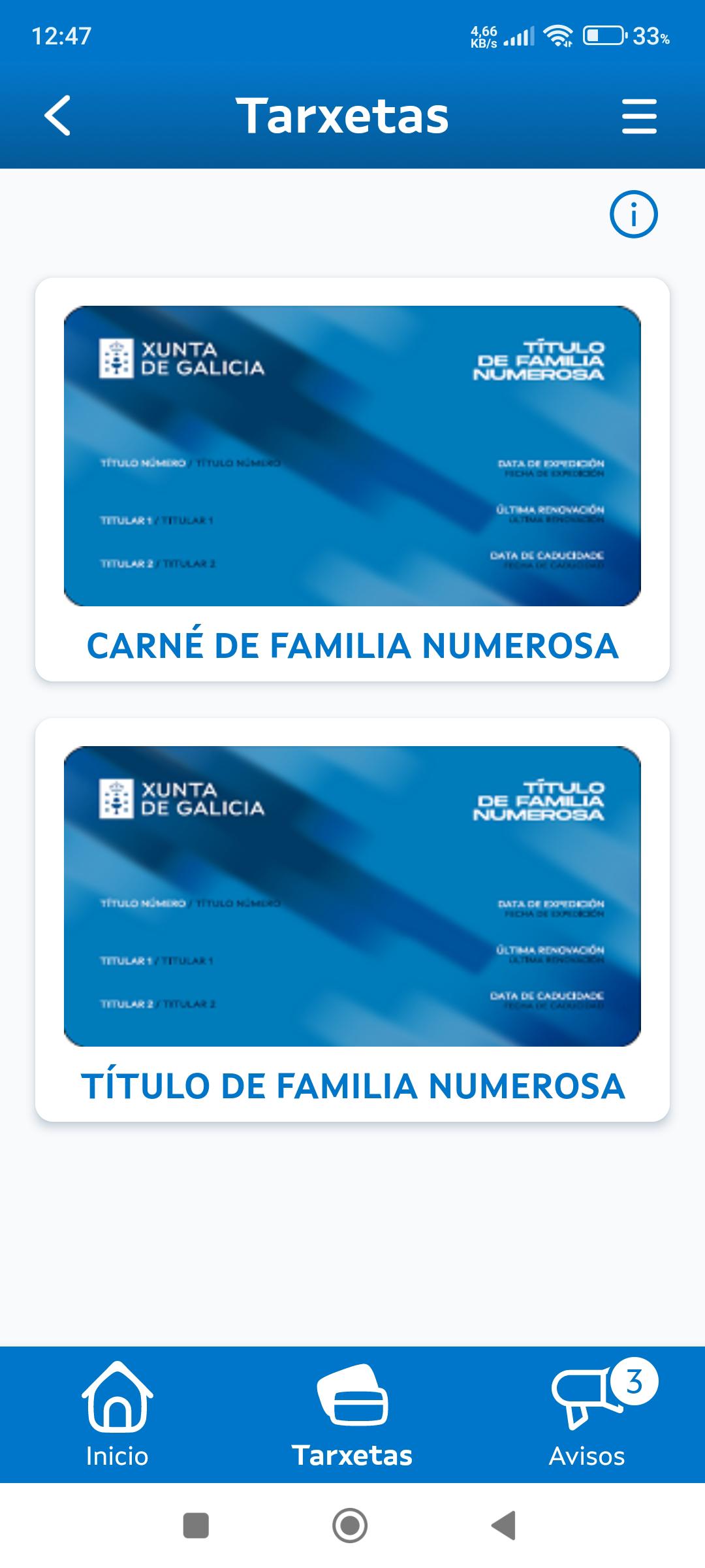 Os títulos de familia numerosa súmanse ás tarxetas dispoñibles en XuntaEu