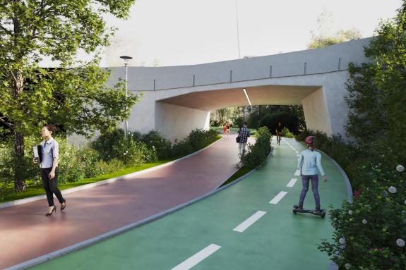 Imaxe da nova:A Xunta inicia as obras da nova senda entre O Milladoiro e a estación intermodal de Santiago, cun investimento de preto de 7,5 M€