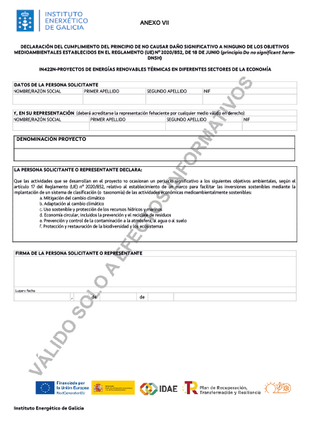 Imagen del artículo RESOLUCIÓN de 27 de febrero de 2024 por la que se modifica la Resolución de 21 de marzo de 2022 por la que se aprueba la convocatoria del procedimiento de concesión de ayudas correspondientes al Programa de incentivos para la implantación de instalaciones de energías renovables térmicas en diferentes sectores de la economía, en el marco del Plan de recuperación, transformación y resiliencia, financiado por la Unión Europea-NextGenerationEU (código de procedimiento IN422N).