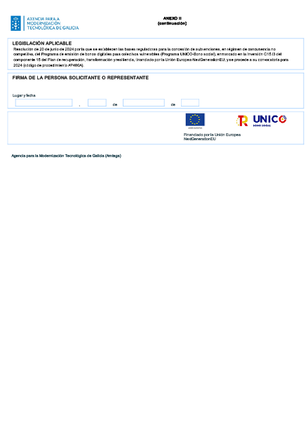 Imagen del artículo RESOLUCIÓN de 20 de junio de 2024 por la que se establecen las bases reguladoras para la concesión de subvenciones, en régimen de concurrencia no competitiva, del Programa de emisión de bonos digitales para colectivos vulnerables (Programa UNICO-Bono social), enmarcado en la inversión C15.I3 del componente 15 del Plan de recuperación, transformación y resiliencia, financiado por la Unión Europea-NextGenerationEU, y se procede a su convocatoria para 2024 (código de procedimiento AP400A).